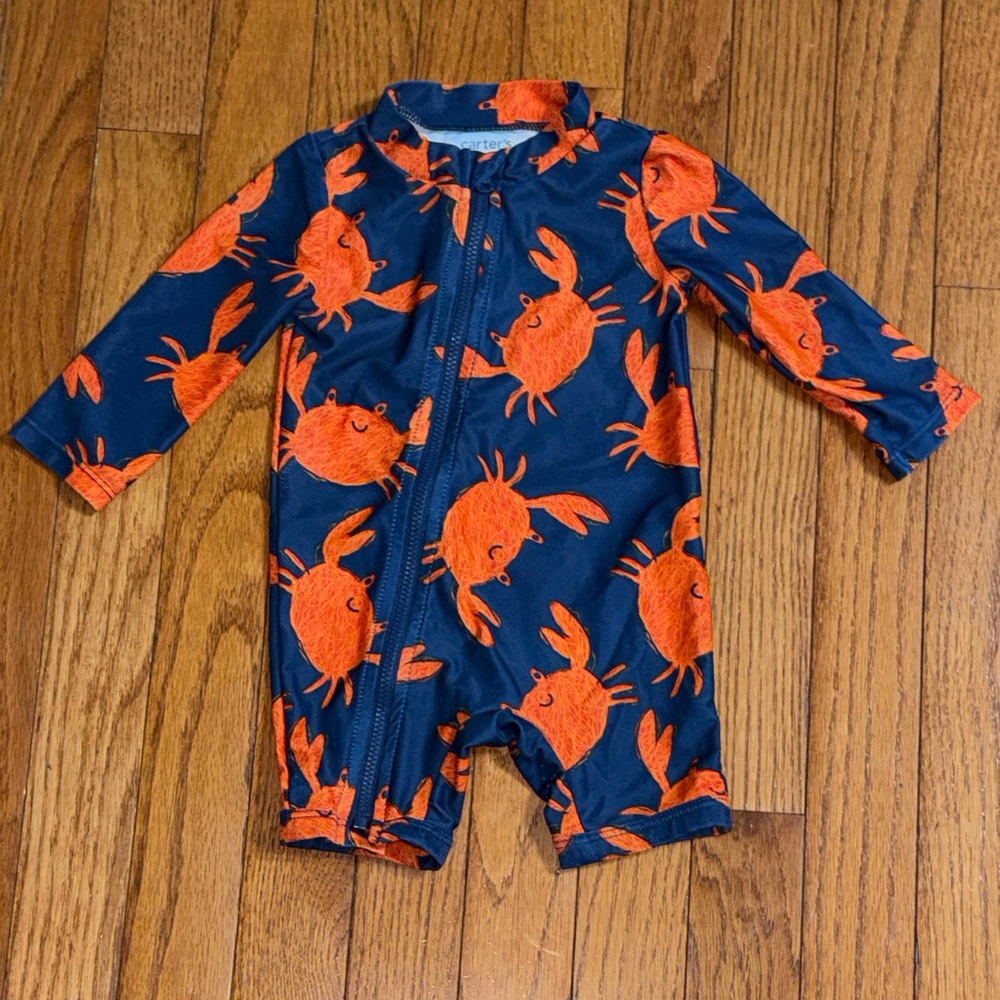 Carter's Navy One-Piece with Orange Crab Print